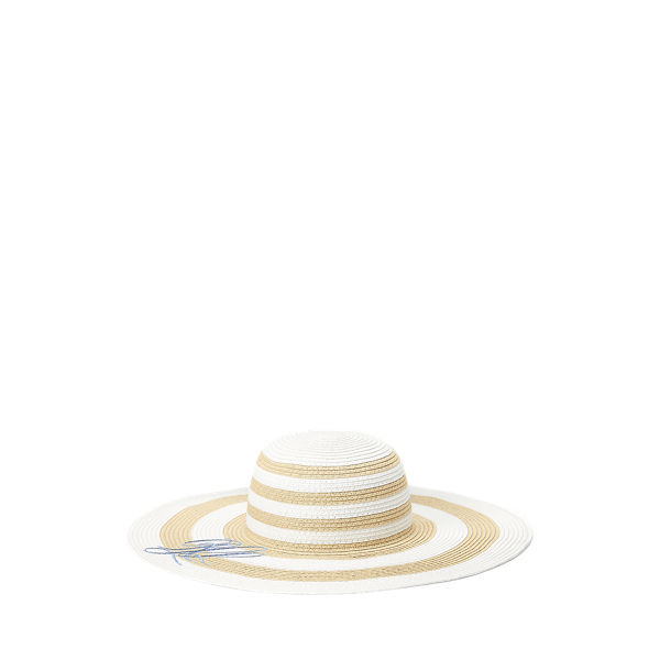 Natural/ White Striped Sun Hat Lauren 1