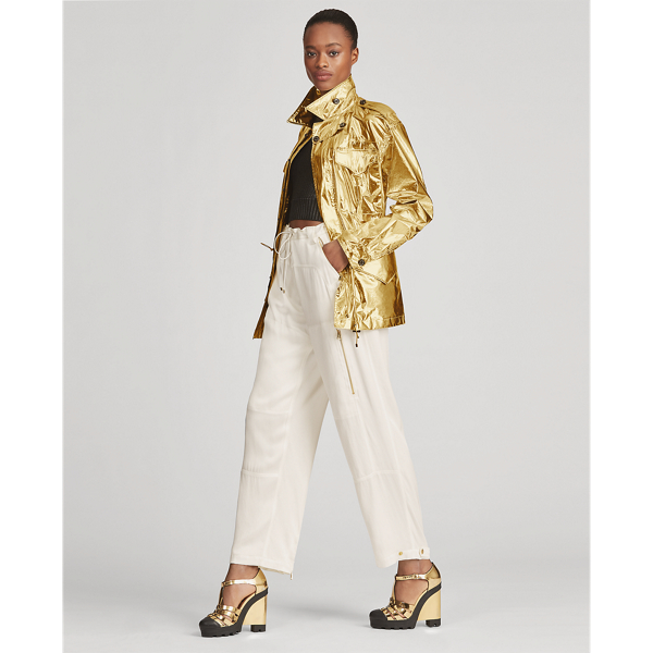 Briar Laminated Poplin Coat Ralph Lauren Collection in Gold 3