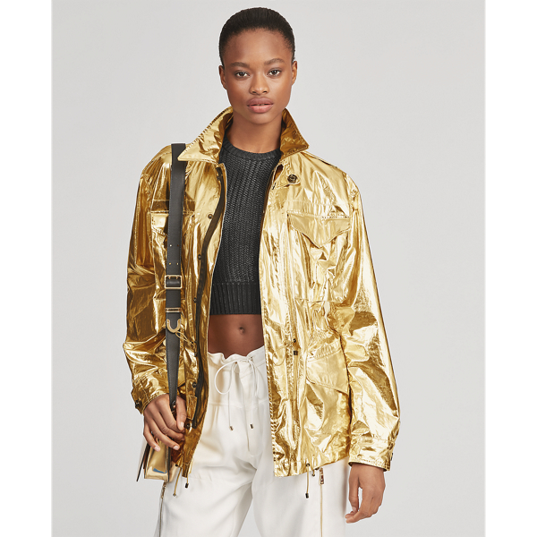 Briar Laminated Poplin Coat Ralph Lauren Collection in Gold 4