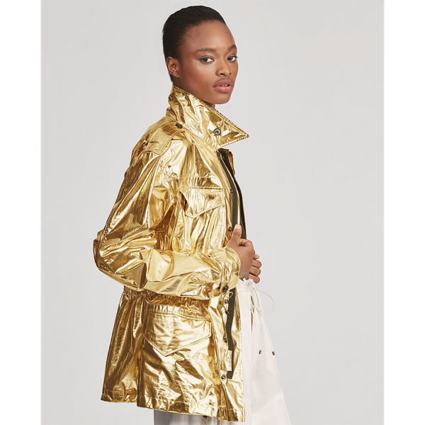 Briar Laminated Poplin Coat Ralph Lauren Collection in Gold 5