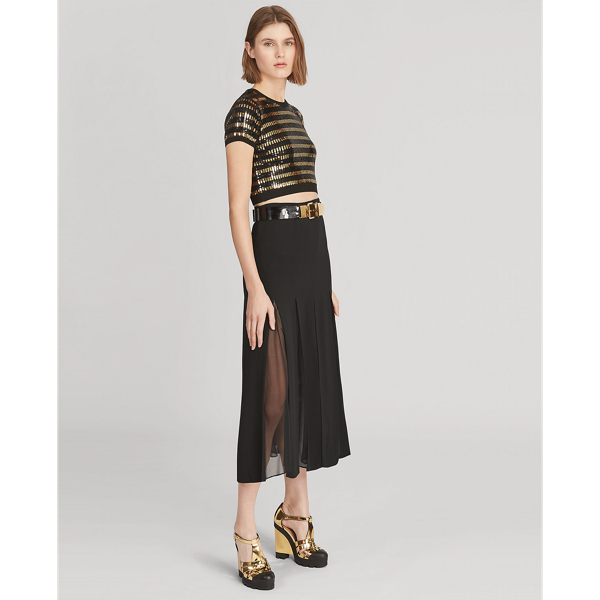 Maglia a girocollo con paillettes Ralph Lauren Collection in Righe oro e nere 3