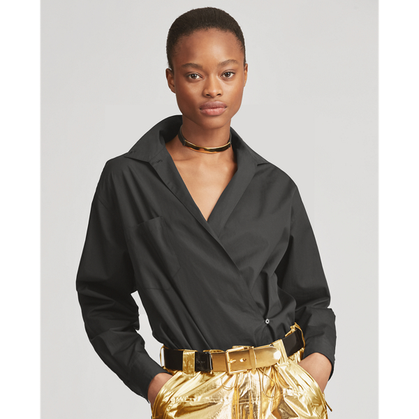 Black Corinna Cotton Surplice Shirt Ralph Lauren Collection 3