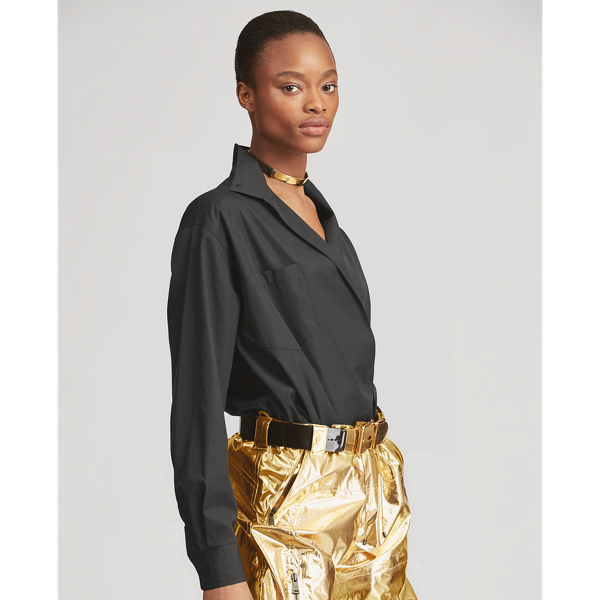 Black Corinna Cotton Surplice Shirt Ralph Lauren Collection 4