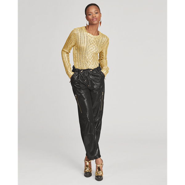 Gold Foil-Print Aran-Knit Jumper Ralph Lauren Collection 3