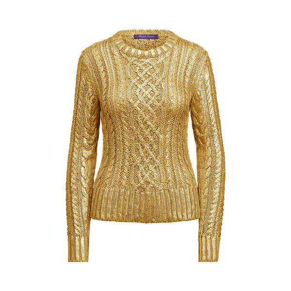 Gold Foil-Print Aran-Knit Jumper Ralph Lauren Collection 2