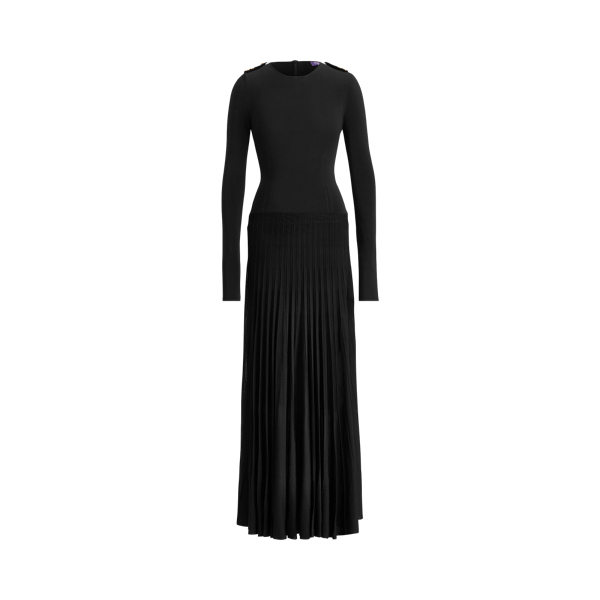 Abito a girocollo a pieghe Ralph Lauren Collection in Nero 2