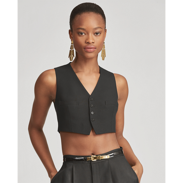 Ysabel Cropped Vest Ralph Lauren Collection em Black 3