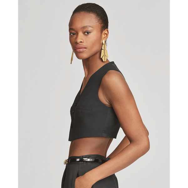 Ysabel Cropped Vest Ralph Lauren Collection em Black 4