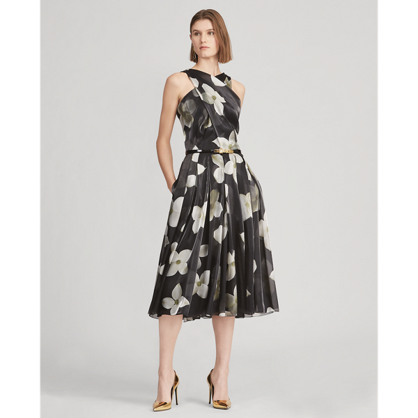 Black/White Carthage Floral-Print Dress Ralph Lauren Collection 4