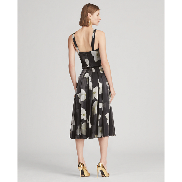 Black/White Carthage Floral-Print Dress Ralph Lauren Collection 6