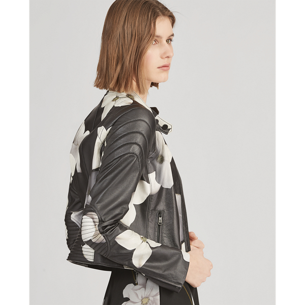 Black/White Eaton Lambskin Jacket Ralph Lauren Collection 4