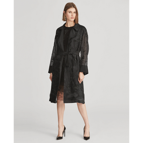 Black Bennett Embellished Silk Coat Ralph Lauren Collection 3
