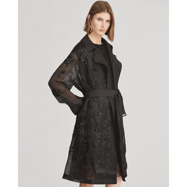 Black Bennett Embellished Silk Coat Ralph Lauren Collection 5