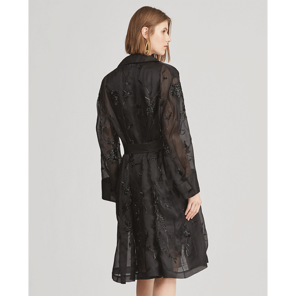 Black Bennett Embellished Silk Coat Ralph Lauren Collection 6
