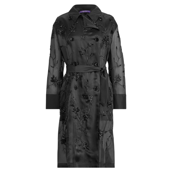 Black Bennett Embellished Silk Coat Ralph Lauren Collection 2