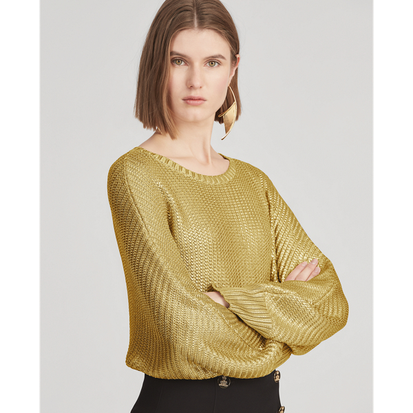 Gold Foil-Print Boatneck Jumper Ralph Lauren Collection 3