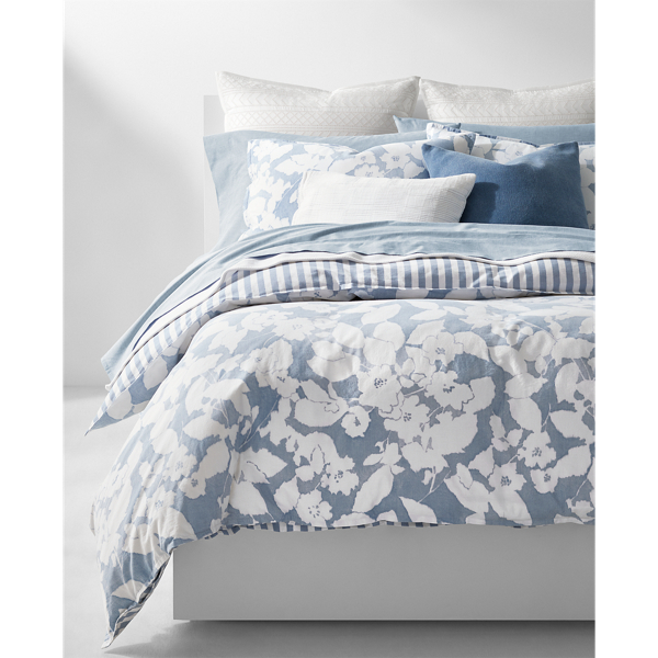 Chambray And Cream Willa Floral Comforter Set Lauren Home 6
