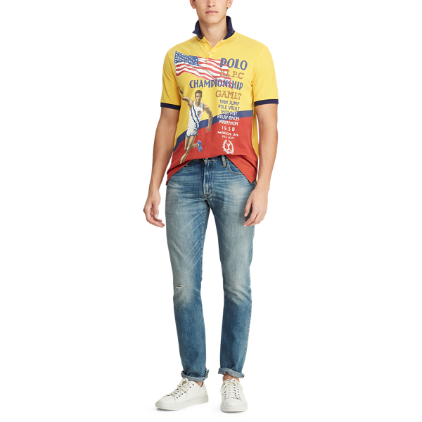 Canary Yellow Multi Custom Slim Fit Mesh Polo Polo Ralph Lauren 4