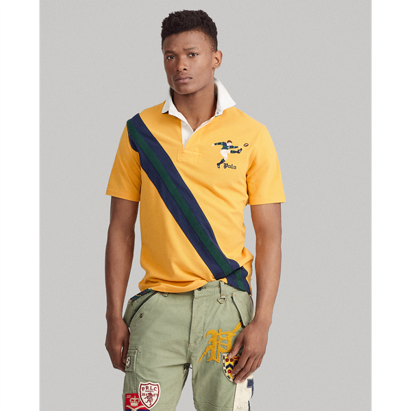 Gold Bugle Multi Classic Fit Mesh Rugby Shirt Polo Ralph Lauren 1