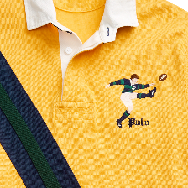 Gold Bugle Multi Classic Fit Mesh Rugby Shirt Polo Ralph Lauren 6