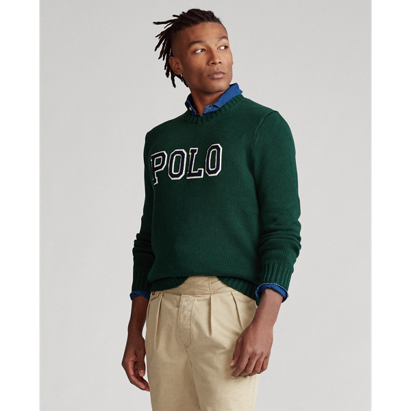 College Green/Navy/White Polo Cotton Crewneck Jumper Polo Ralph Lauren 5