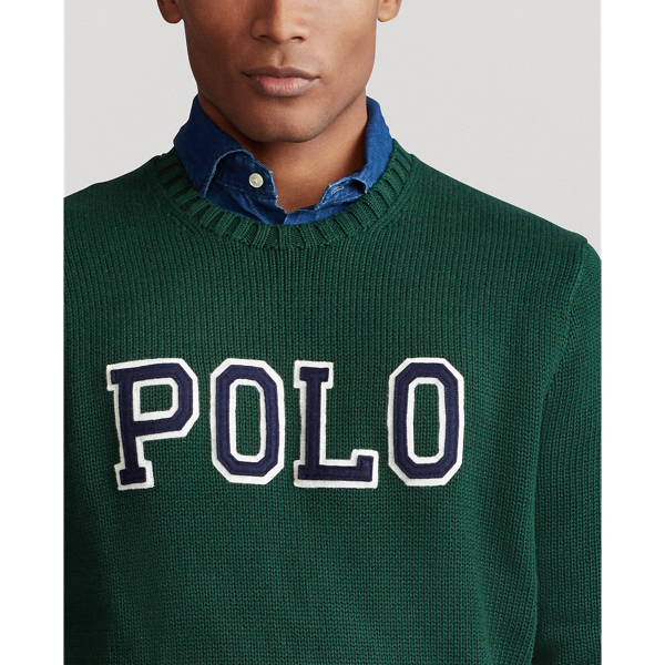 College Green/Navy/White Polo Cotton Crewneck Jumper Polo Ralph Lauren 7