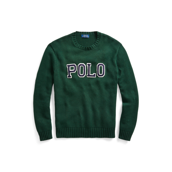 College Green/Navy/White Polo Cotton Crewneck Jumper Polo Ralph Lauren 2