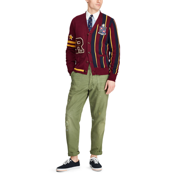 Classic Wine/Gold/Navy The Polo Crest Cardigan Polo Ralph Lauren 4