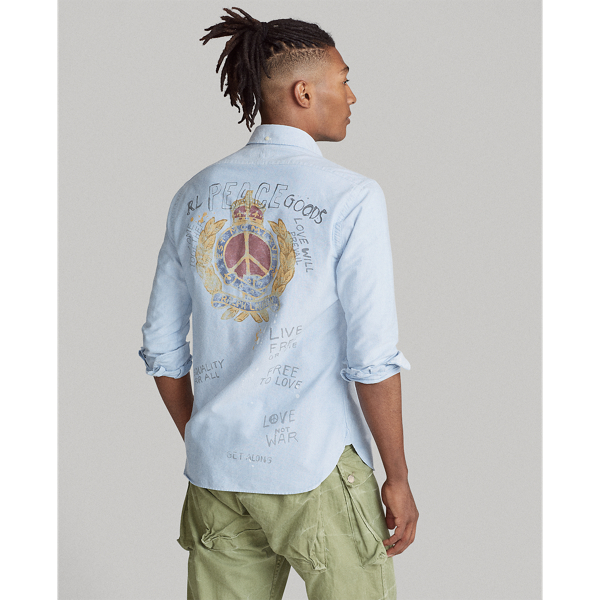 Blue Crest Custom Fit Crest-Print Shirt Polo Ralph Lauren 4