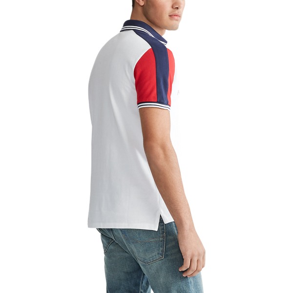 White Multi Custom Slim Fit Mesh Polo Polo Ralph Lauren 6