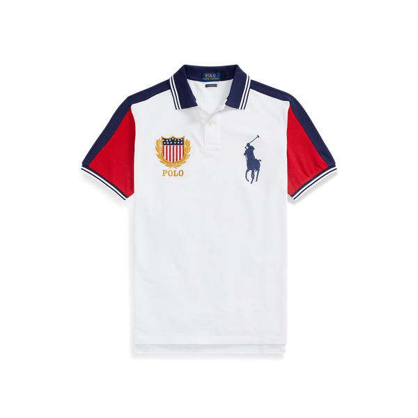 White Multi Custom Slim Fit Mesh Polo Polo Ralph Lauren 2
