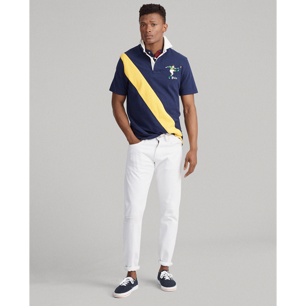 Cruise Navy Multi Classic Fit Mesh Rugby Shirt Polo Ralph Lauren 3