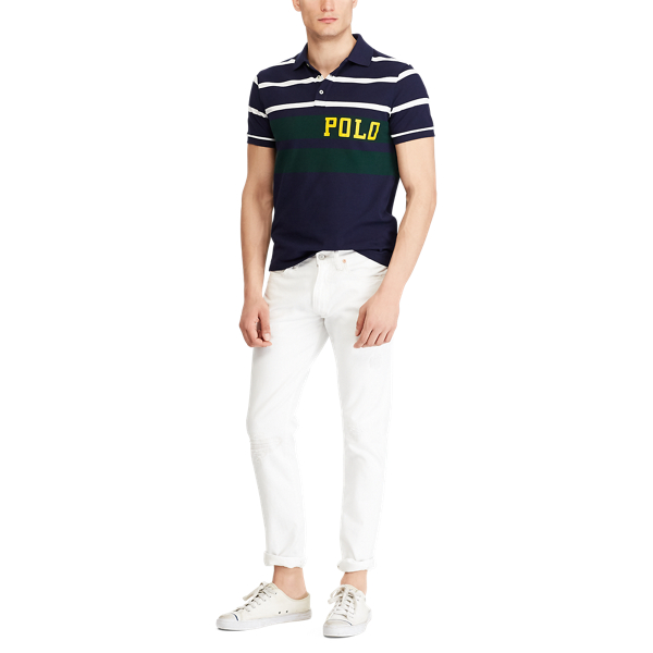 Cruise Navy Multi Custom Slim Fit Mesh Polo Polo Ralph Lauren 4