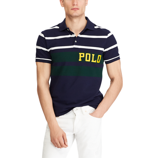 Cruise Navy Multi Custom Slim Fit Mesh Polo Polo Ralph Lauren 5