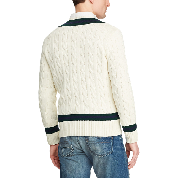 Cream/Forest/Wine Rugby Cricket Jumper Polo Ralph Lauren 6