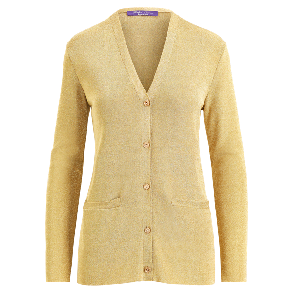 Long-Sleeve V-Neck Cardigan Ralph Lauren Collection em Gold 2