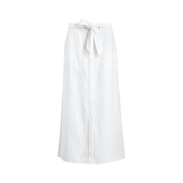 Buttoned Linen Skirt