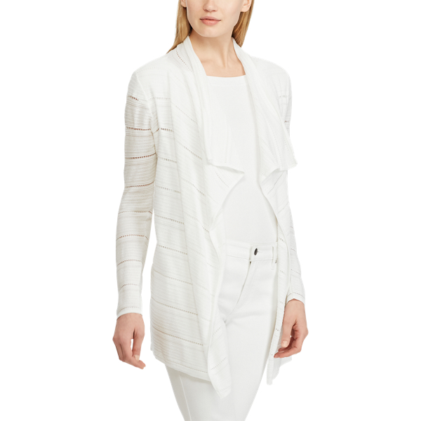 Strickjacke mit Lochmuster Lauren in Wei&szlig; 4