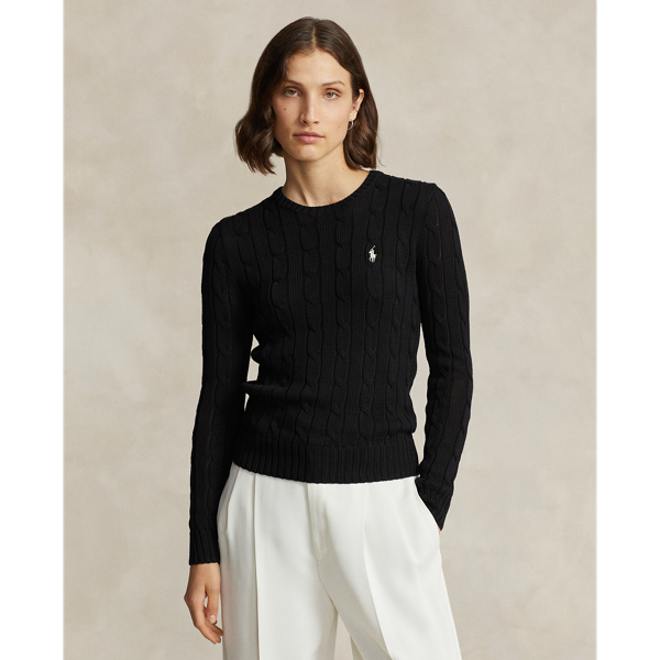 Cable-Knit Cotton Crewneck Sweater