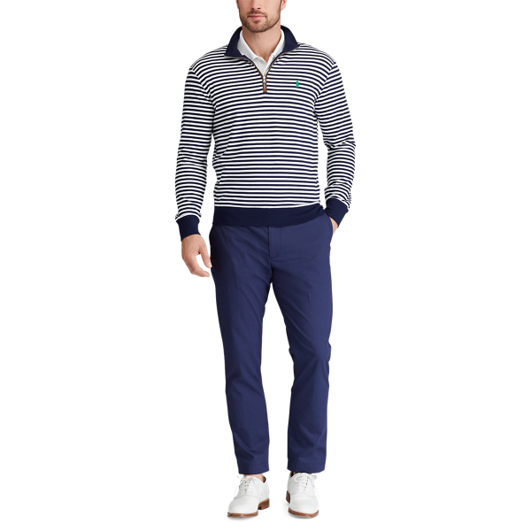 Refined Navy/White Slim Fit French Terry Pullover Polo Golf 2