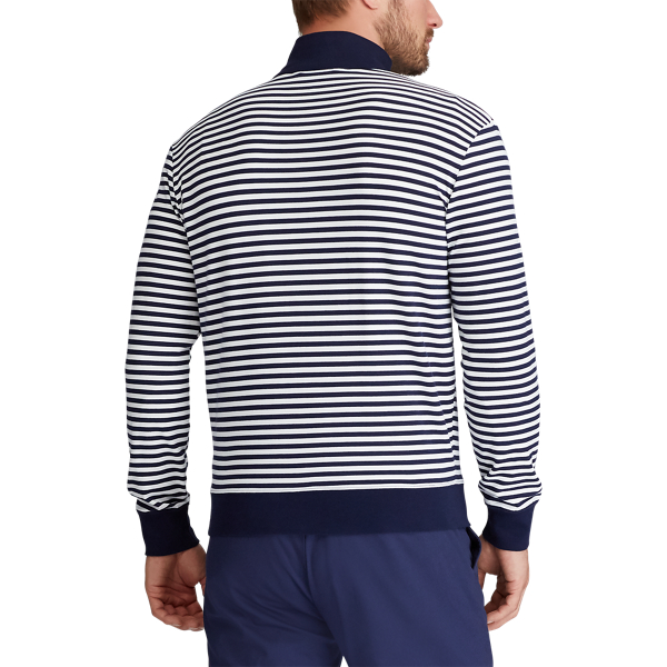 Refined Navy/White Slim Fit French Terry Pullover Polo Golf 4