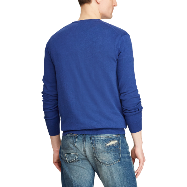 Yacht Blue Heather Slim Fit Cotton V-Neck Jumper Polo Ralph Lauren 6