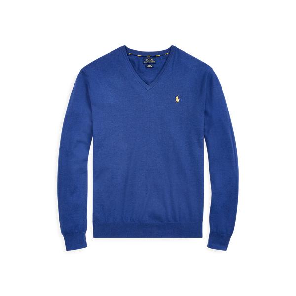 Yacht Blue Heather Slim Fit Cotton V-Neck Jumper Polo Ralph Lauren 2