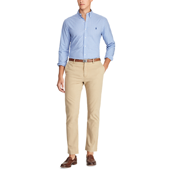 Light Blue Multi Slim Fit Plaid Poplin Shirt Polo Ralph Lauren 3