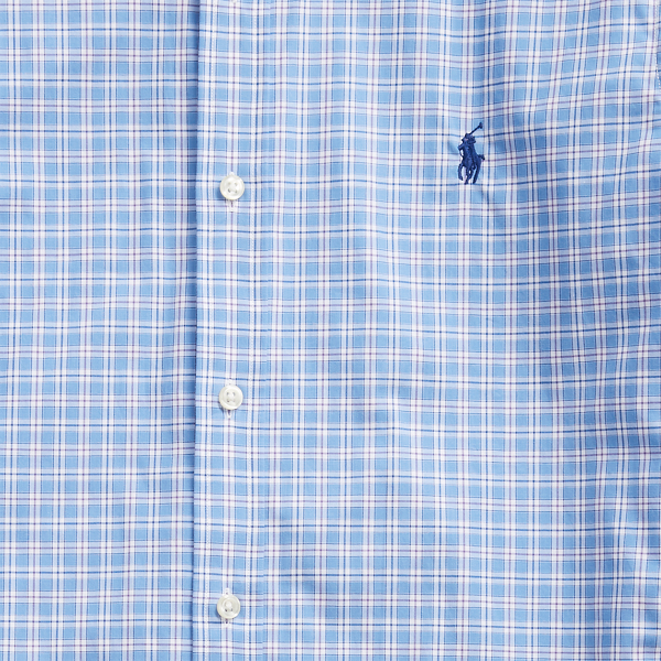 Light Blue Multi Slim Fit Plaid Poplin Shirt Polo Ralph Lauren 6