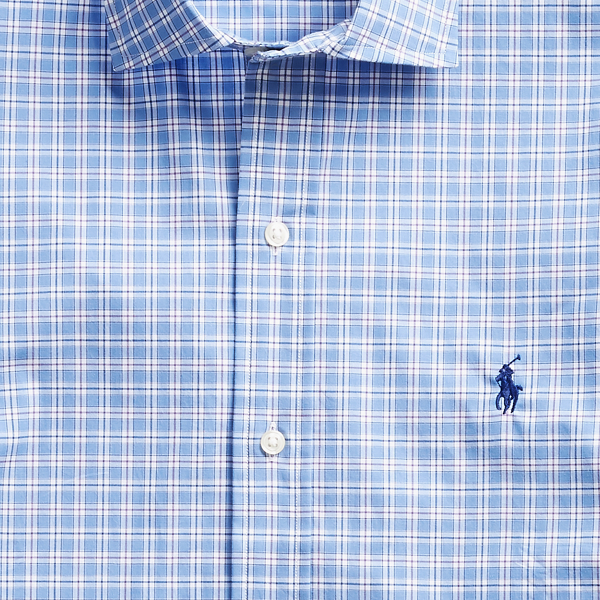 Chemise &eacute;cossaise ajust&eacute;e popeline Polo Ralph Lauren en Bleu clair multi 7