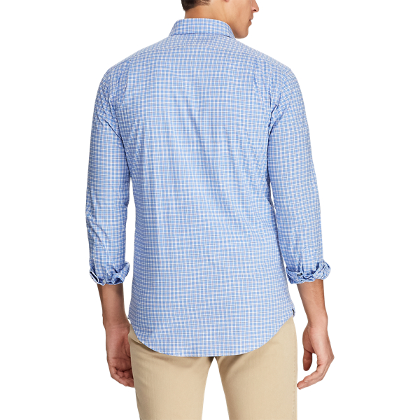 Chemise &eacute;cossaise ajust&eacute;e popeline Polo Ralph Lauren en Bleu clair multi 6