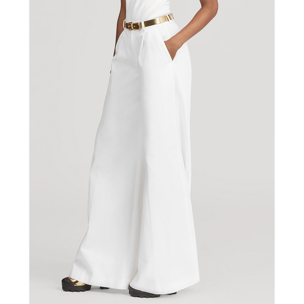 White Larena Cotton Wide-Leg Trouser Ralph Lauren Collection 3