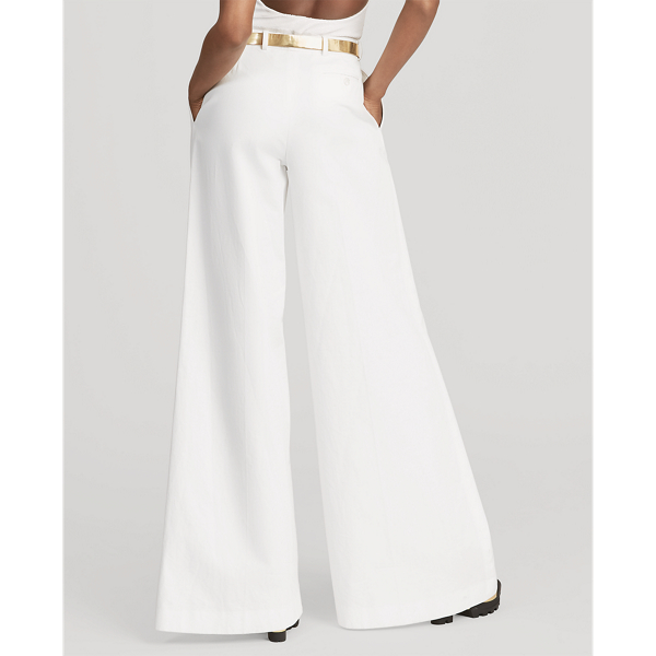 White Larena Cotton Wide-Leg Trouser Ralph Lauren Collection 4