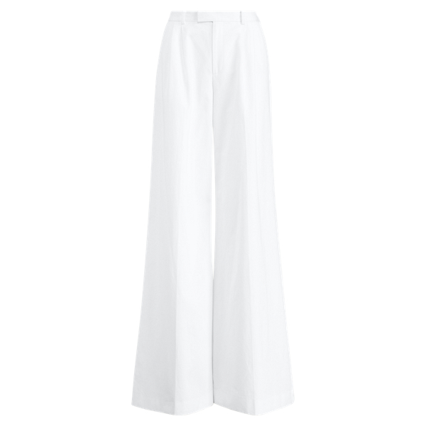 White Larena Cotton Wide-Leg Trouser Ralph Lauren Collection 2